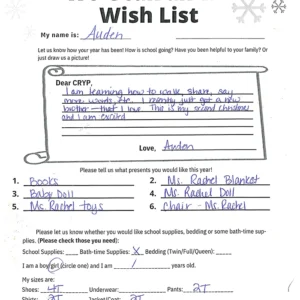 Toy drive wish list 1 for 1 year old female