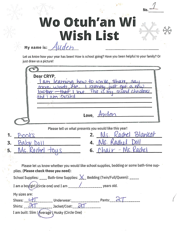 Toy drive wish list 1 for 1 year old female