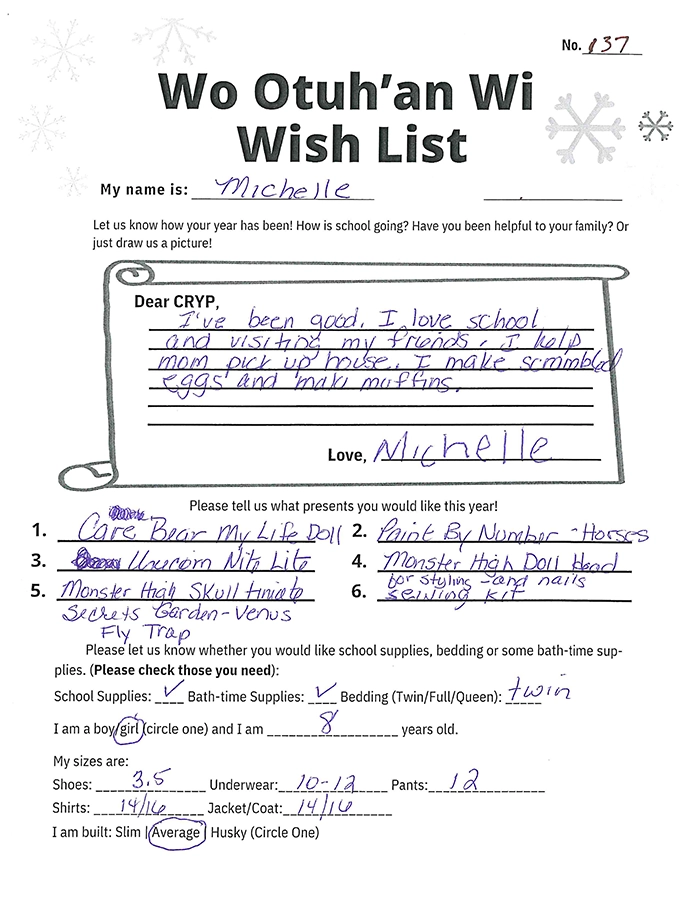 Toy drive wish list 137 for 8 year old female