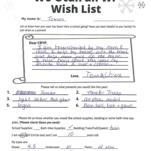 Toy drive wish list 135 for 10 year old male