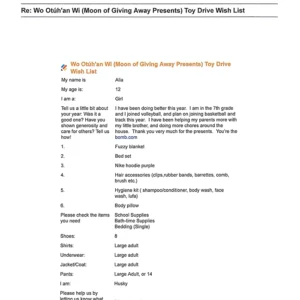 Toy drive wish list 003 for 12 year old female