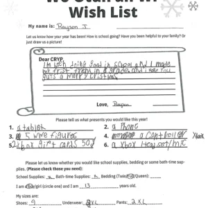 Toy drive wish list 87 for 13 year old male