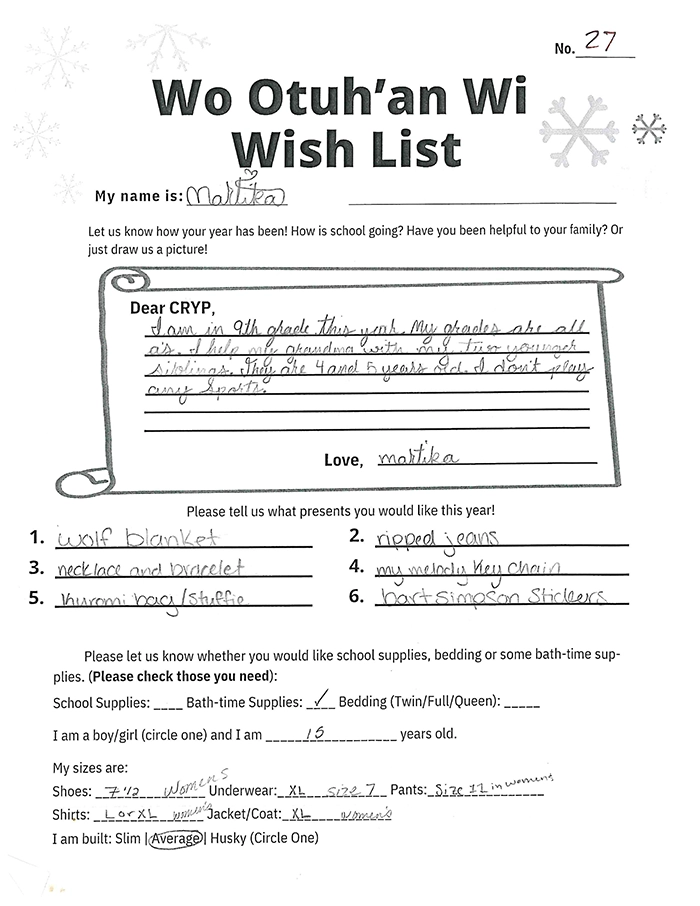 Toy drive wish list 27 for 15 year old female