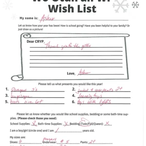 Toy drive wish list 639 for 1 year old male
