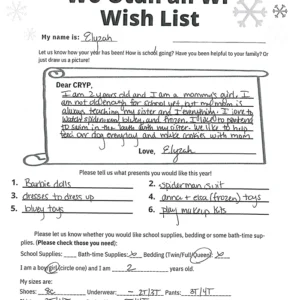 Toy drive wish list 293 for 2 year old female