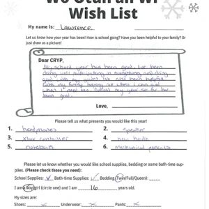 Toy drive wish list 648 for 16 year old male