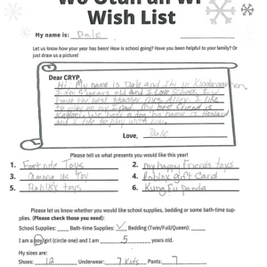 Toy drive wish list 796 for 5 year old male