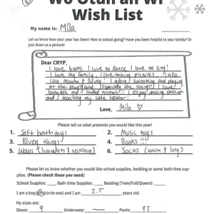 Toy drive wish list 654 for 2 year old female