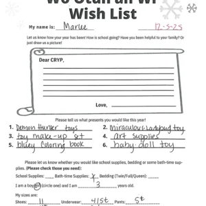 Toy drive wish list 120 for 3 year old female