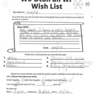 Toy drive wish list 229 for 9 year old female